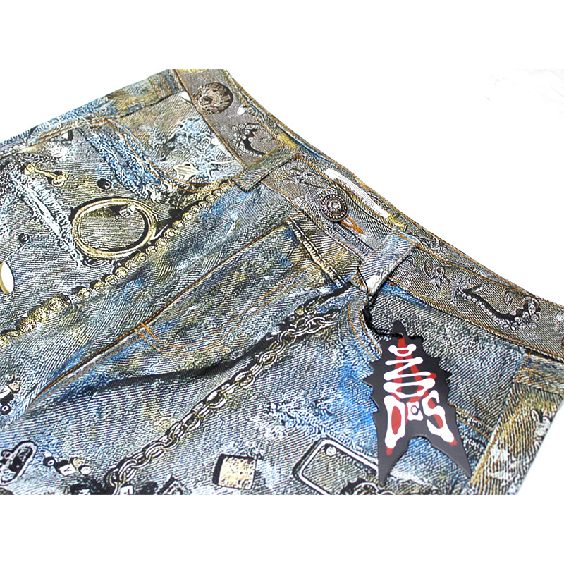 GEMS ROTTEN DISTRESSED FLARED JEANS -BLUE-