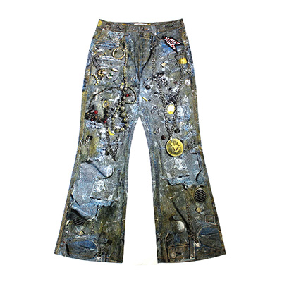 GEMS ROTTEN DISTRESSED FLARED JEANS -BLUE-