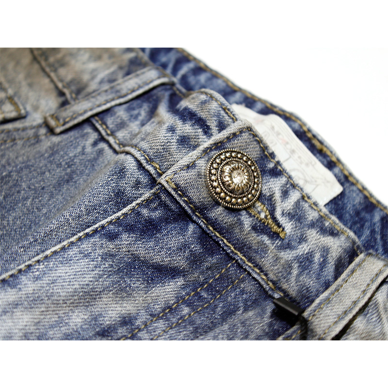 DISTRESSED DUSTY FLARED JEANS -BLUE-
