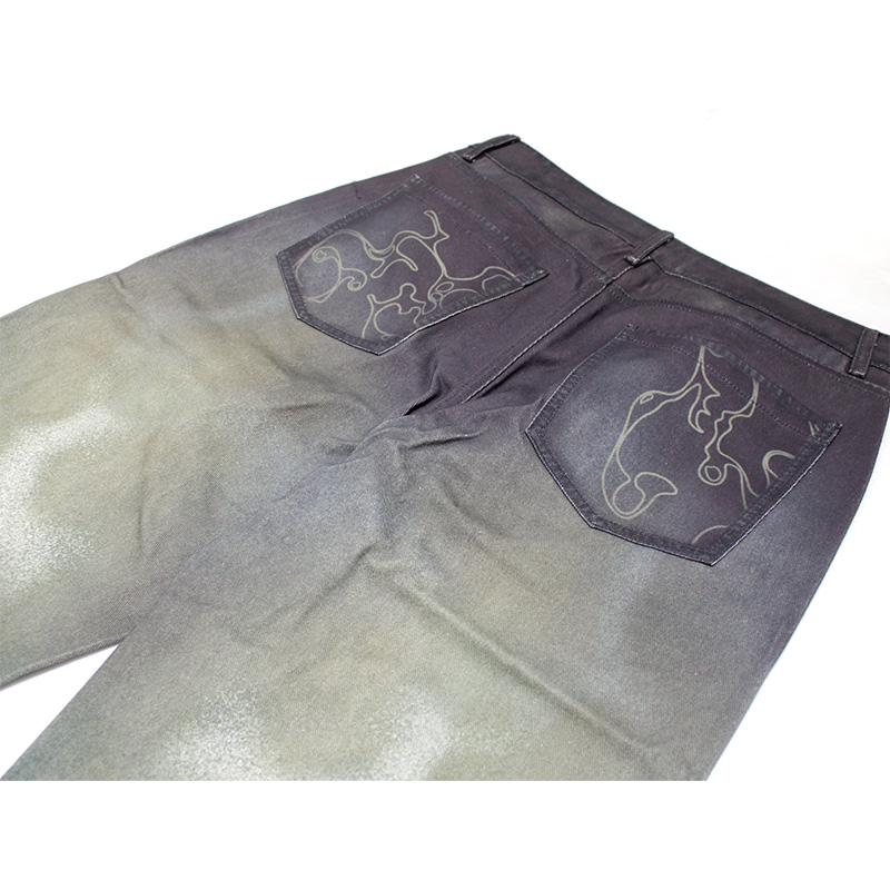 OCEAN PSYCHEDELIC RHINESTONE JEANS -BLUE-
