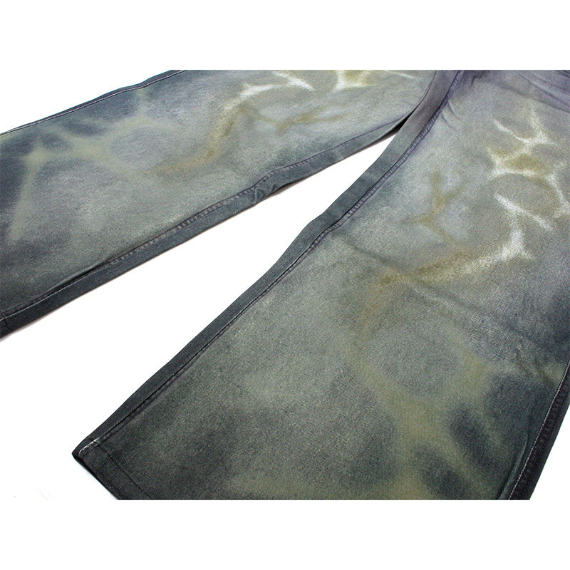 OCEAN PSYCHEDELIC RHINESTONE JEANS -BLUE-