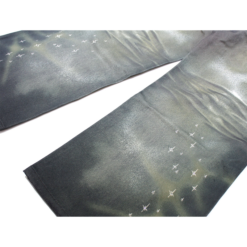 OCEAN PSYCHEDELIC RHINESTONE JEANS -BLUE-