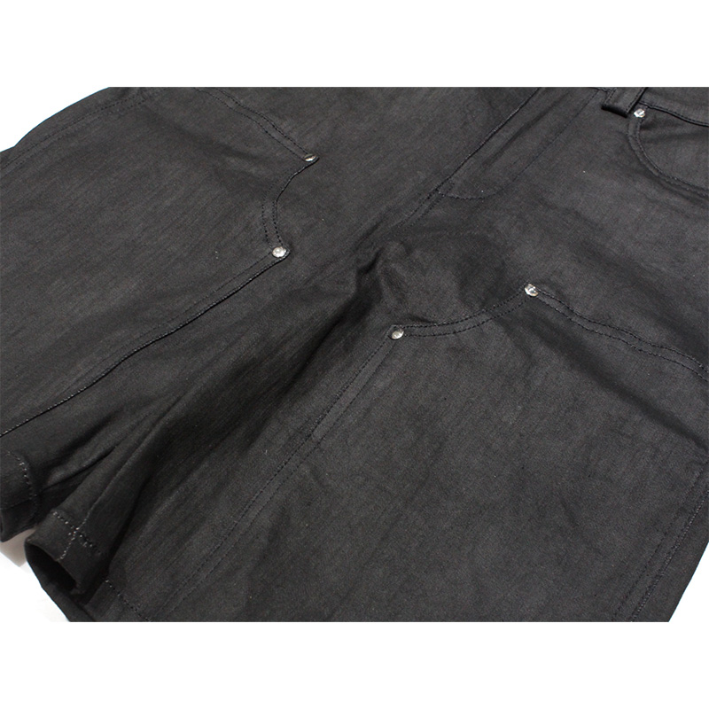 WAXED DENIM SHORTS -BLACK-