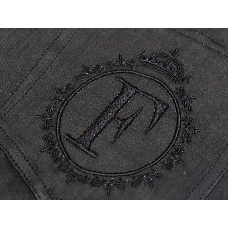 WAXED DENIM SHORTS -BLACK-