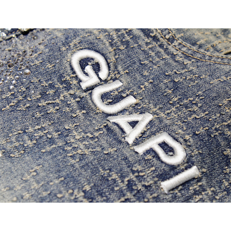 VINTAGE BLUE DISTRESSED CROSS DENIM -BLUE-
