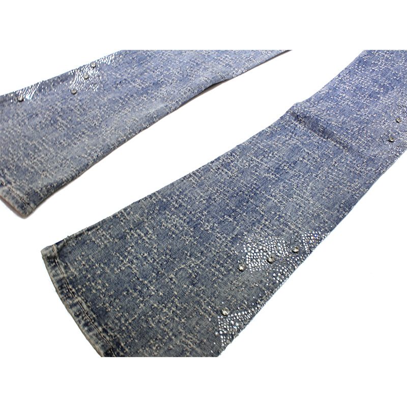 VINTAGE BLUE DISTRESSED CROSS DENIM -BLUE-