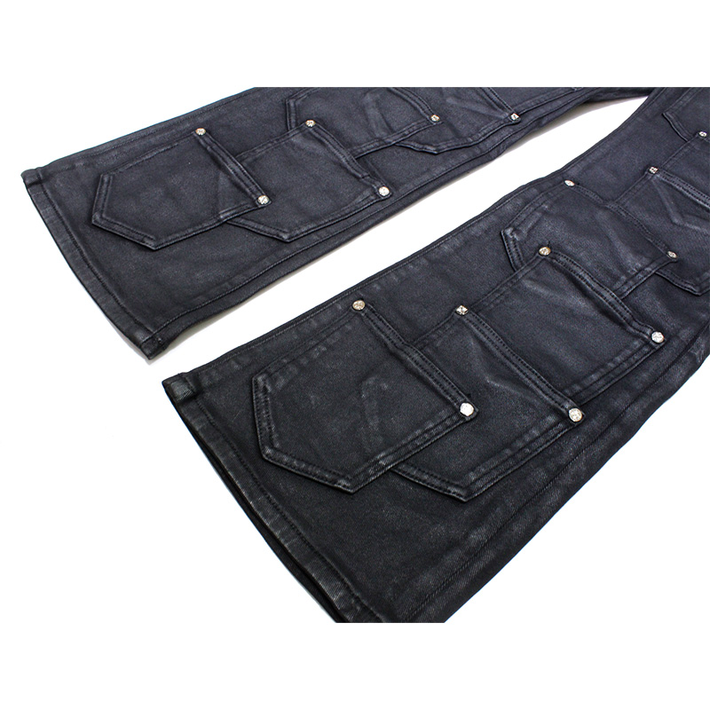 OBSIDIAN BLACK DICE FLARED DENIM -BLACK-