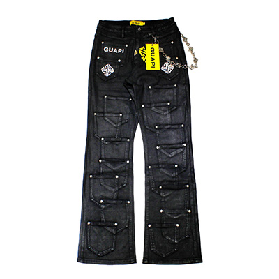 OBSIDIAN BLACK DICE FLARED DENIM -BLACK-
