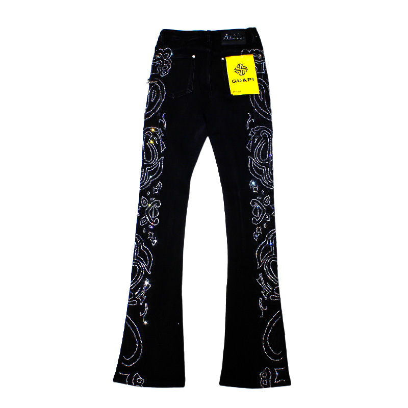 VINTAGE BLACK PAISLEY DENIM -BLACK-