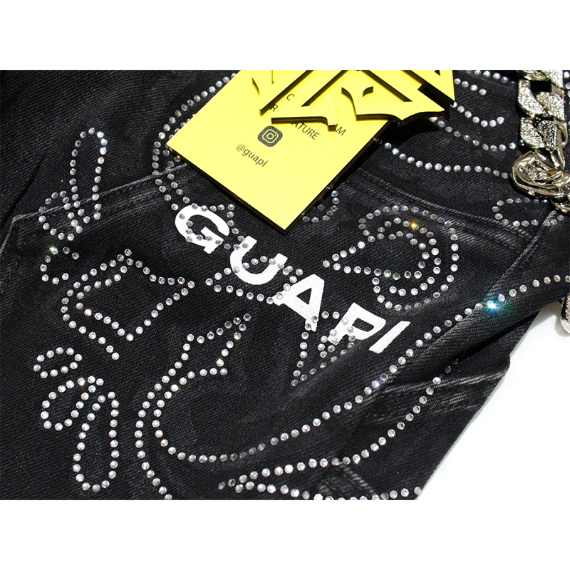 VINTAGE BLACK PAISLEY DENIM -BLACK-