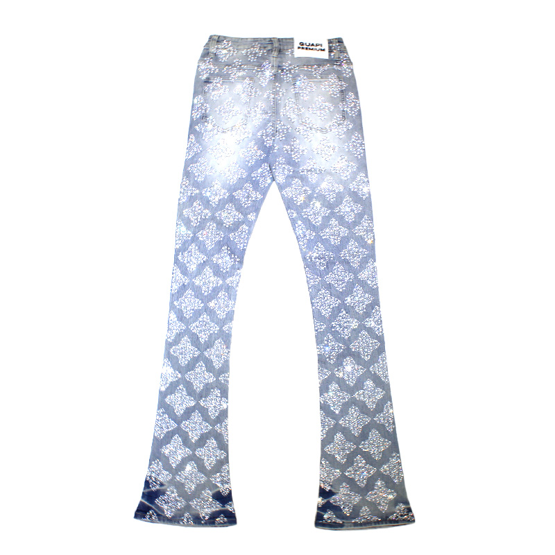 AQUA BLUE EMBELLISHED DENIM V4 -BLUE-