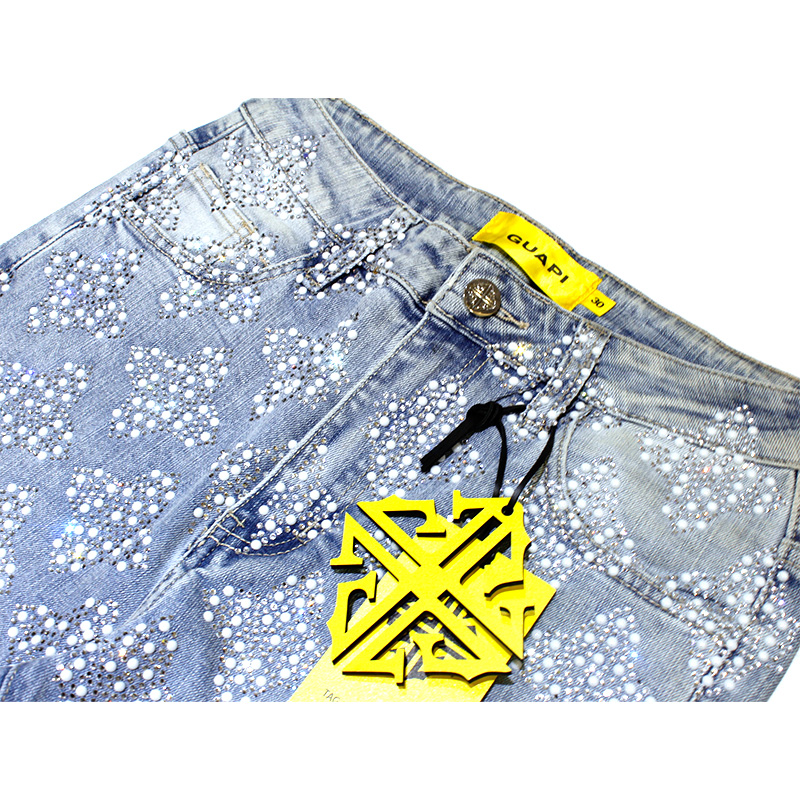 AQUA BLUE EMBELLISHED DENIM V4 -BLUE-