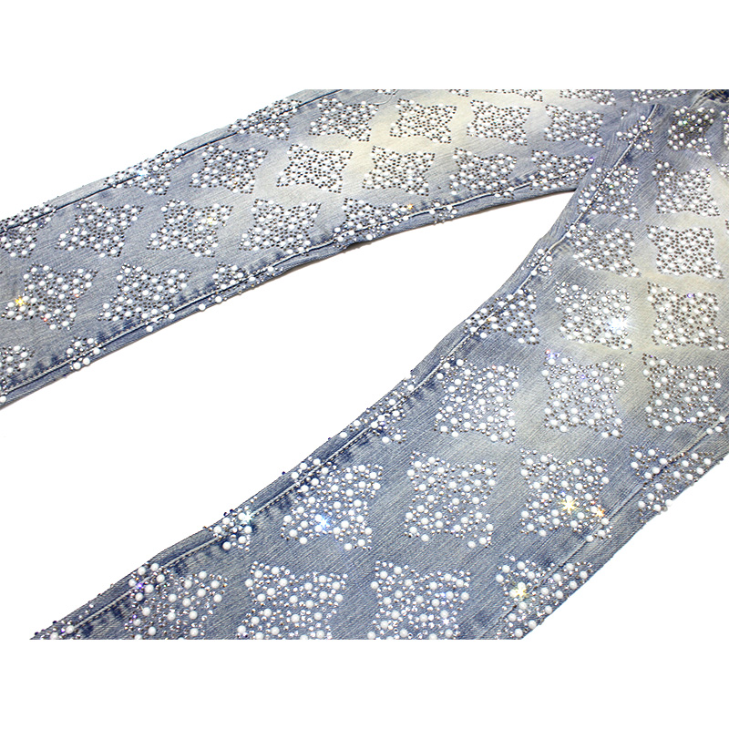 AQUA BLUE EMBELLISHED DENIM V4 -BLUE-
