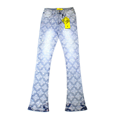 AQUA BLUE EMBELLISHED DENIM V4 -BLUE-