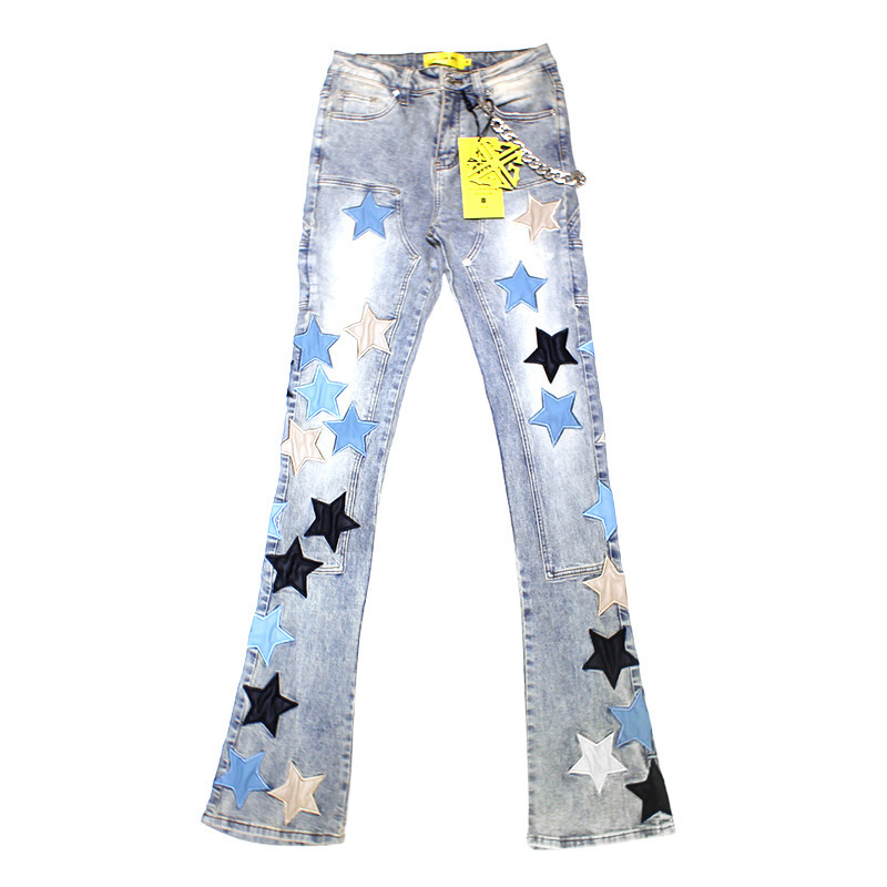 POWDER BLUE VINTAGE STARS DENIM -USED BLUE-