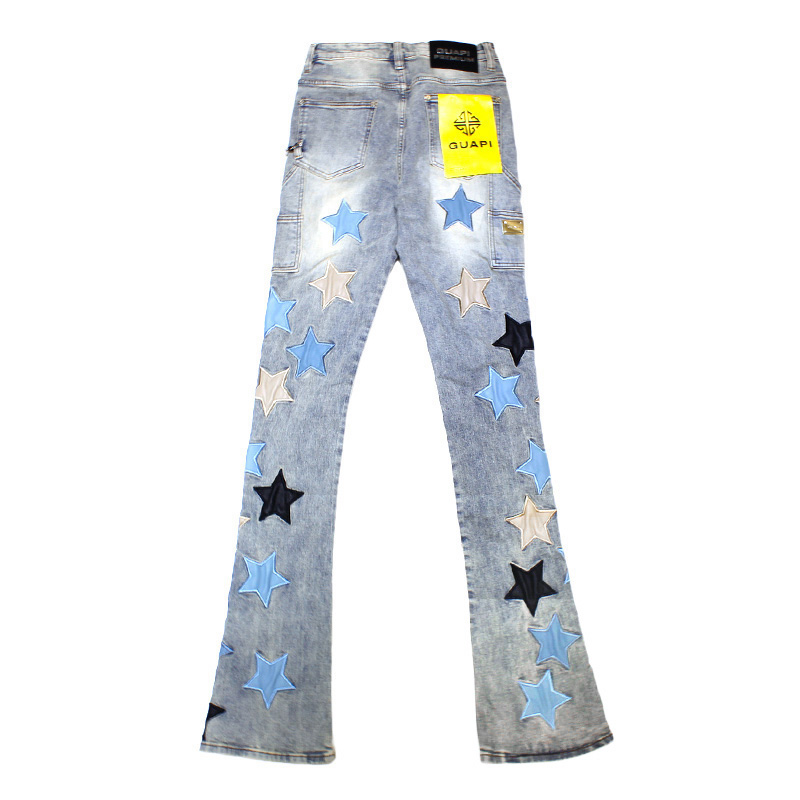POWDER BLUE VINTAGE STARS DENIM -USED BLUE-