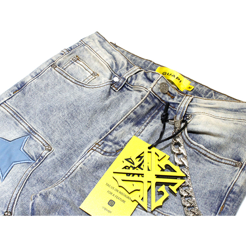 POWDER BLUE VINTAGE STARS DENIM -USED BLUE-