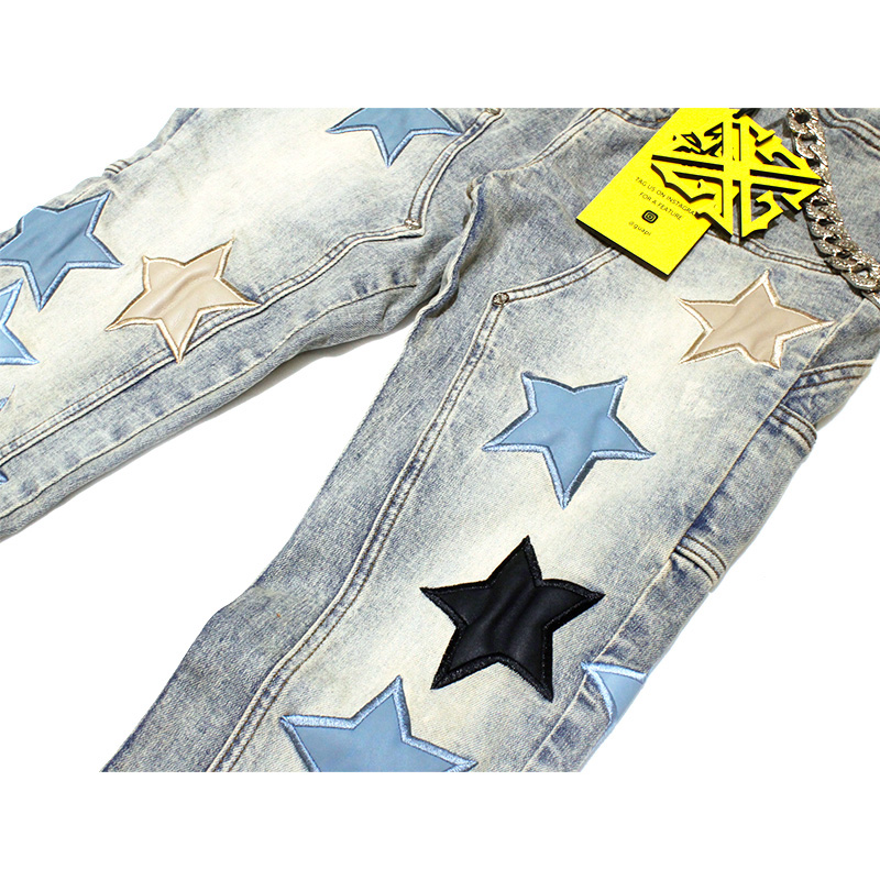 POWDER BLUE VINTAGE STARS DENIM -USED BLUE-