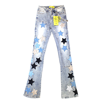 POWDER BLUE VINTAGE STARS DENIM -USED BLUE-