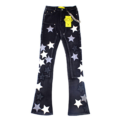 OBSIDIAN BLACK VINTAGE STARS DENIM -BLACK-