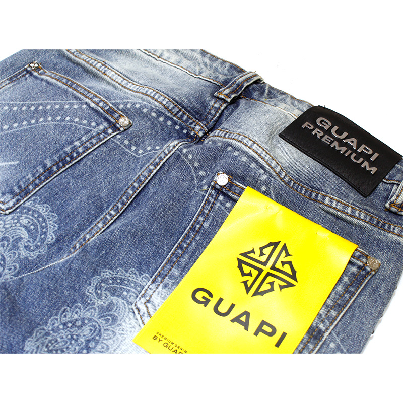 AQUA BLUE RIVETS STACKED DENIM -BLUE-