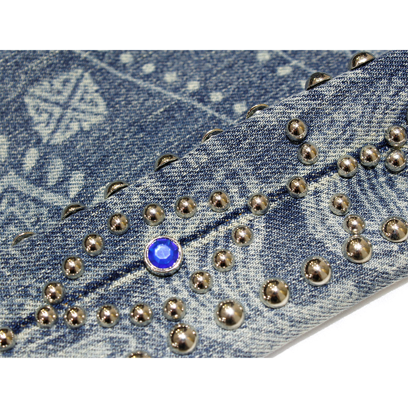 AQUA BLUE RIVETS STACKED DENIM -BLUE-