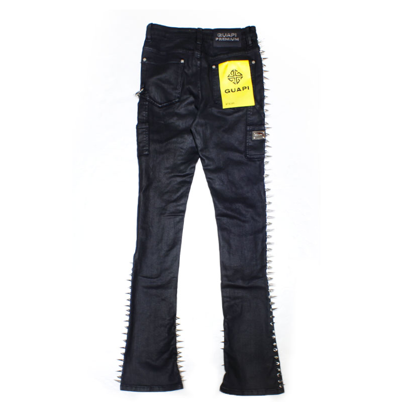 OBSIDIAN BLACK SPIKES DENIM -BLACK-