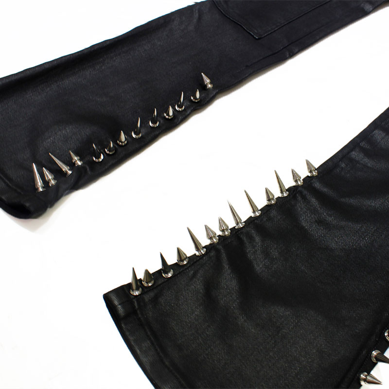 OBSIDIAN BLACK SPIKES DENIM -BLACK-