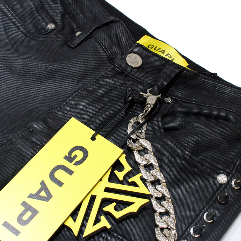 OBSIDIAN BLACK SPIKES DENIM -BLACK-