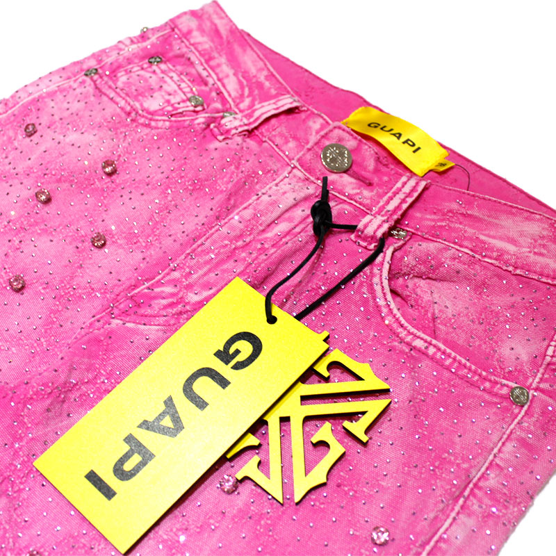 VINTAGE PINK EMBELLISHED DENIM -PINK-
