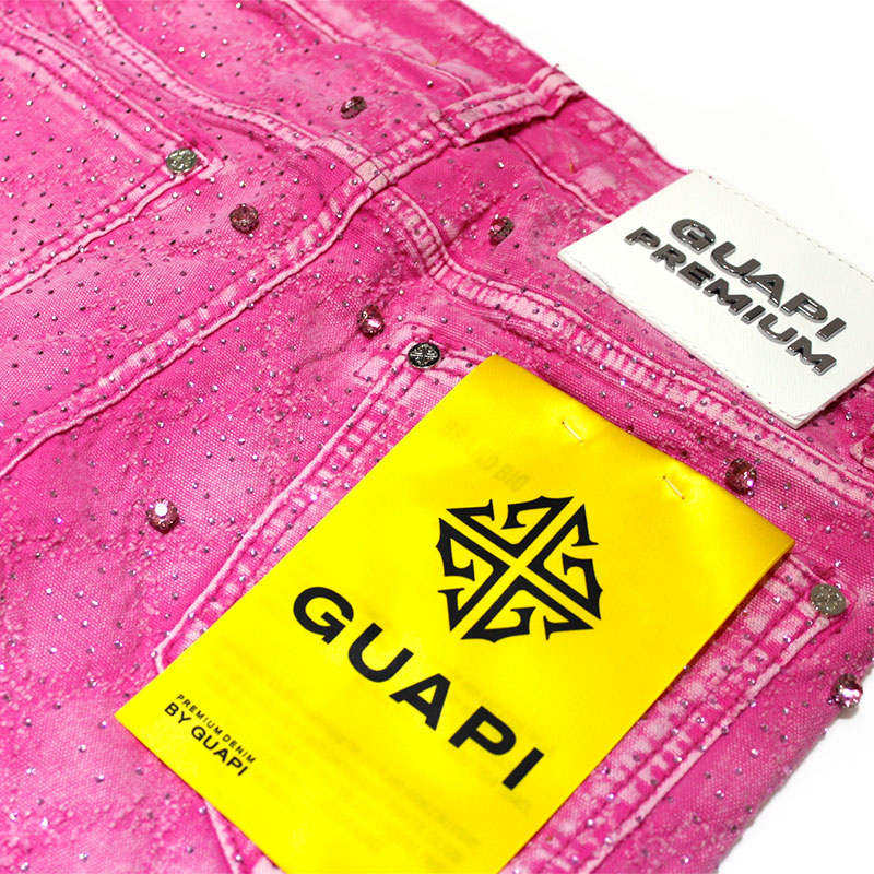 VINTAGE PINK EMBELLISHED DENIM -PINK-