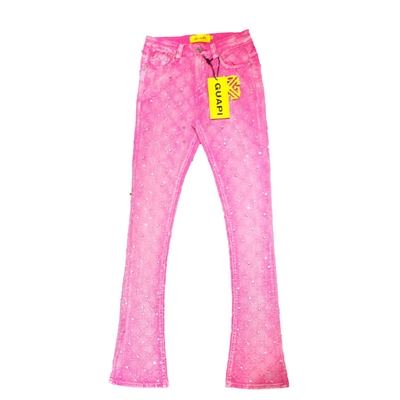VINTAGE PINK EMBELLISHED DENIM -PINK-
