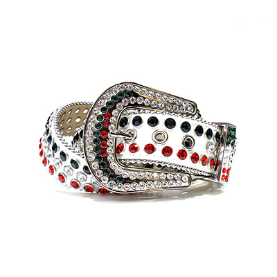 CRYSTAL GRADATION BELT -WHITE-