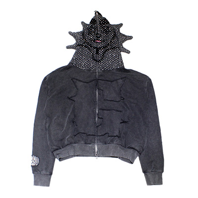 GLO MAN RHINSTONE HOODIE -GREY-