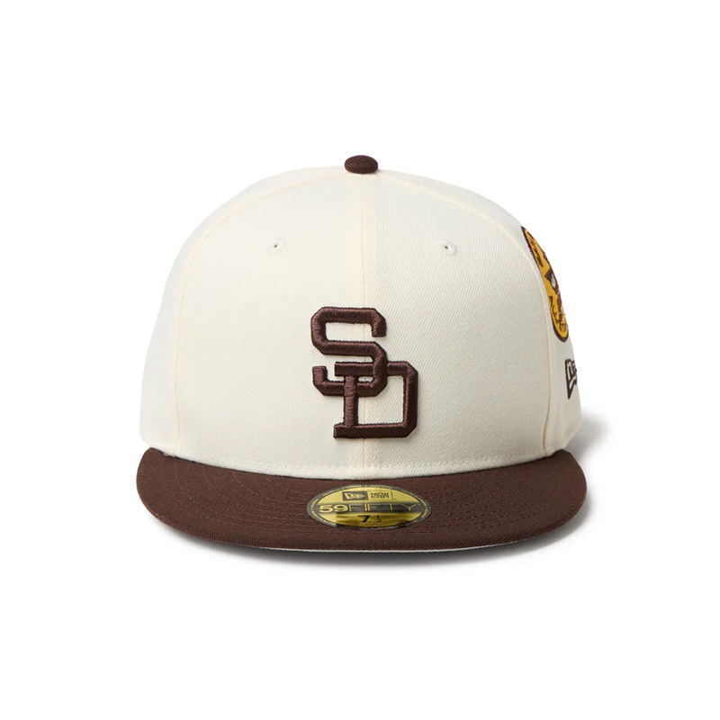 59FIFTY MLB 2-Tone サンディエゴ・パドレス クーパーズタウン ワインコルク バーントウッドバイザー -WHITE-