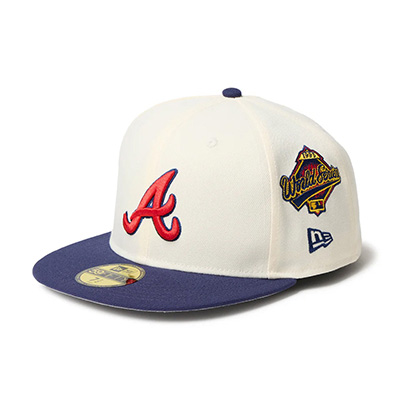 59FIFTY MLB 2-Tone アトランタ・ブレーブス クーパーズタウン ワインコルク ライトネイビーバイザー -WHITE-