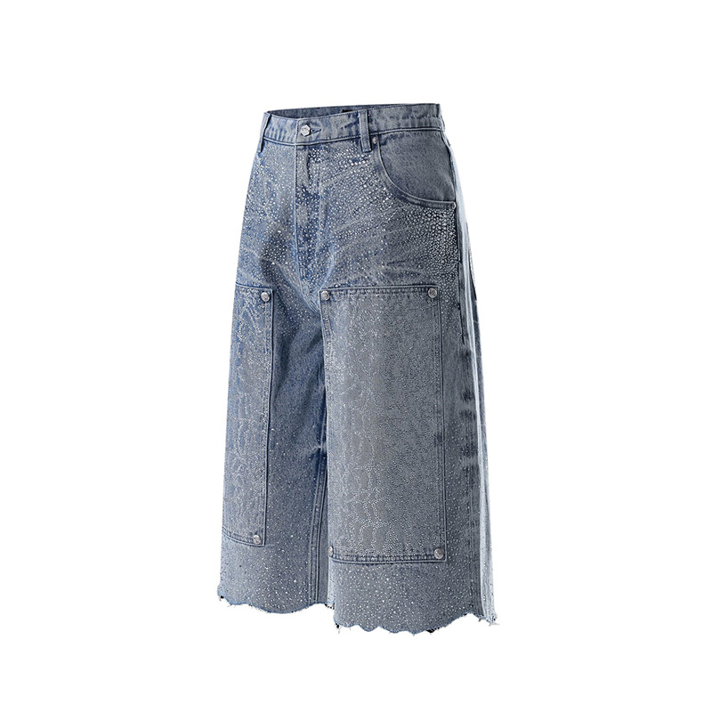 LUMINOUS DAWN RHINESTONE COBWEB CROPPED JEANS -2.COLOR-