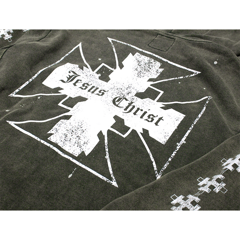 CROSS ZIP UP VINTAGE HOODIE -2.COLOR-