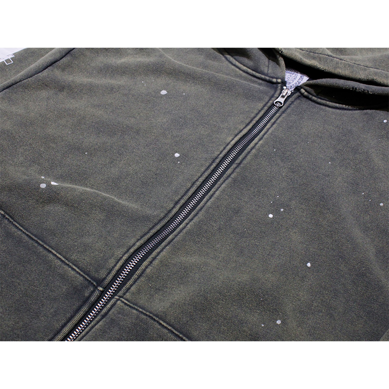 CROSS ZIP UP VINTAGE HOODIE -2.COLOR-