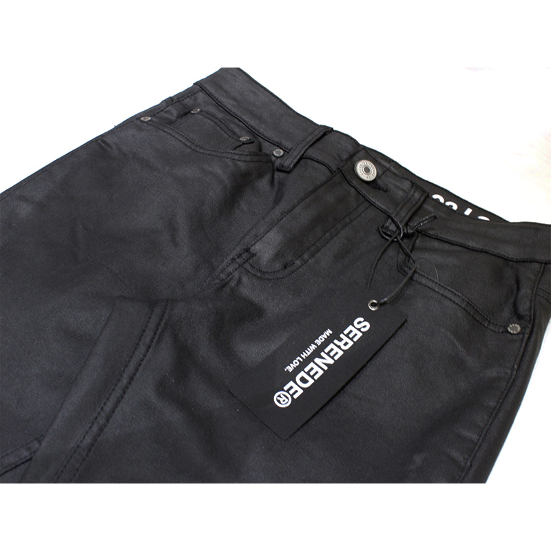 CAVIAR WAX STACKED JEANS -BLACK-