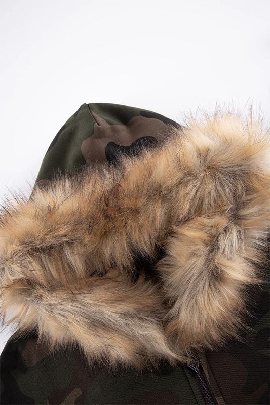 FAUX FUR CROSS ZIP HOODIE -2.COLOR-