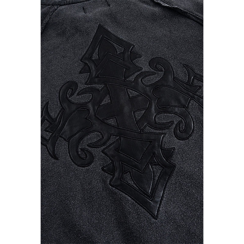 DAGGER LEATHER PATCH ZIP HOODIE -2.COLOR-