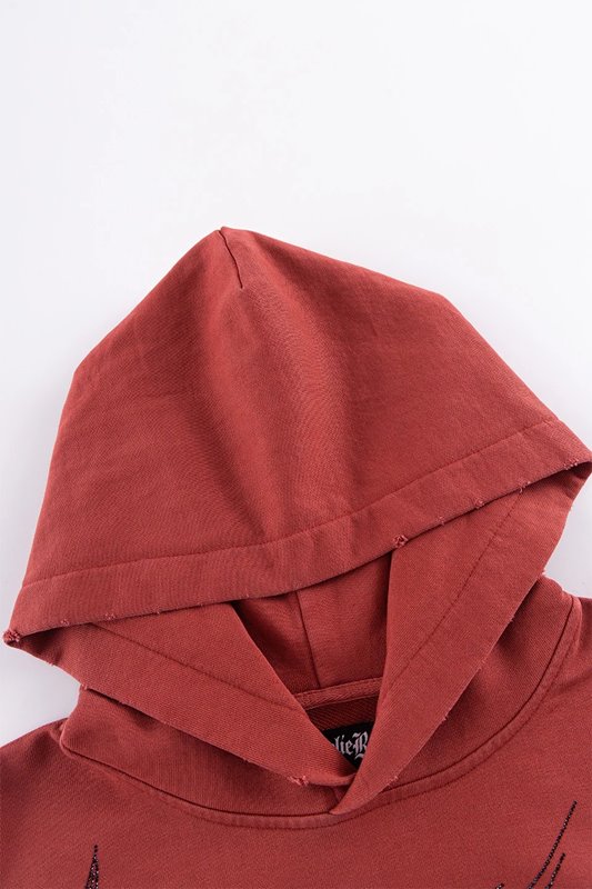 VINTAGE WASH TRIBAL RHINESTONE LOGO HOODIE  -2.COLOR-