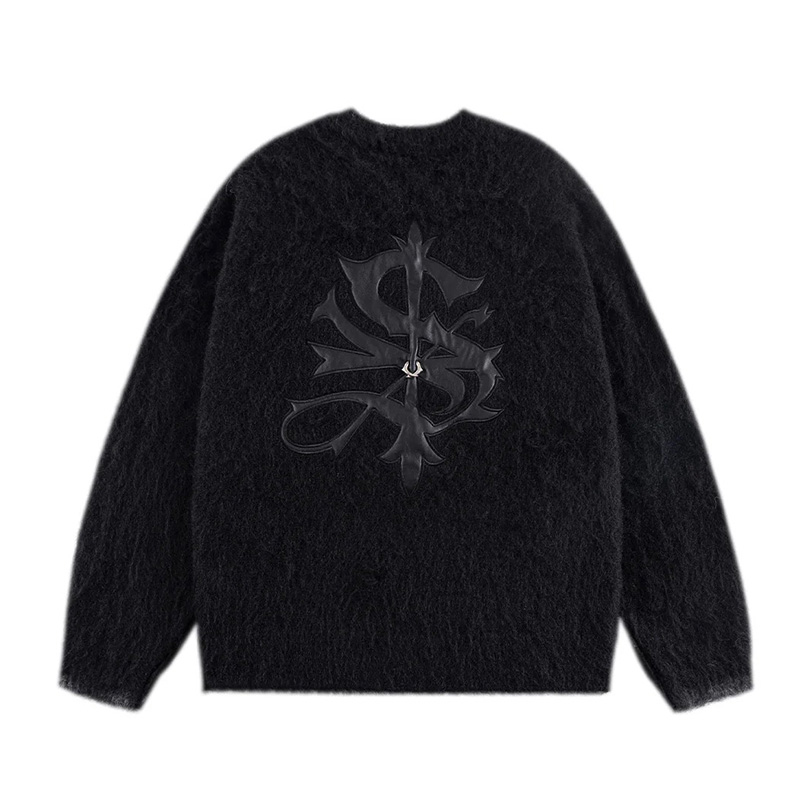 TRIBAL CROSS PIERCED SHAGGY KNIT -2.COLOR-