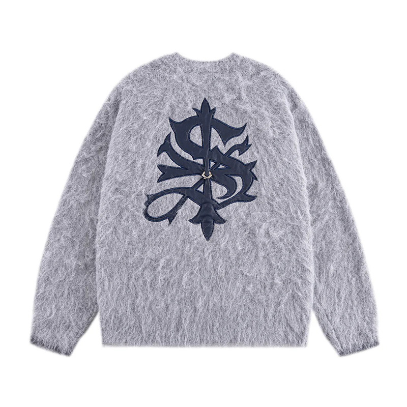 TRIBAL CROSS PIERCED SHAGGY KNIT -2.COLOR-