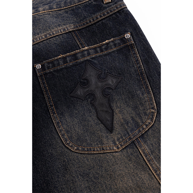 SWITCHING PIERCED BAGGY JEANS -2.COLOR-