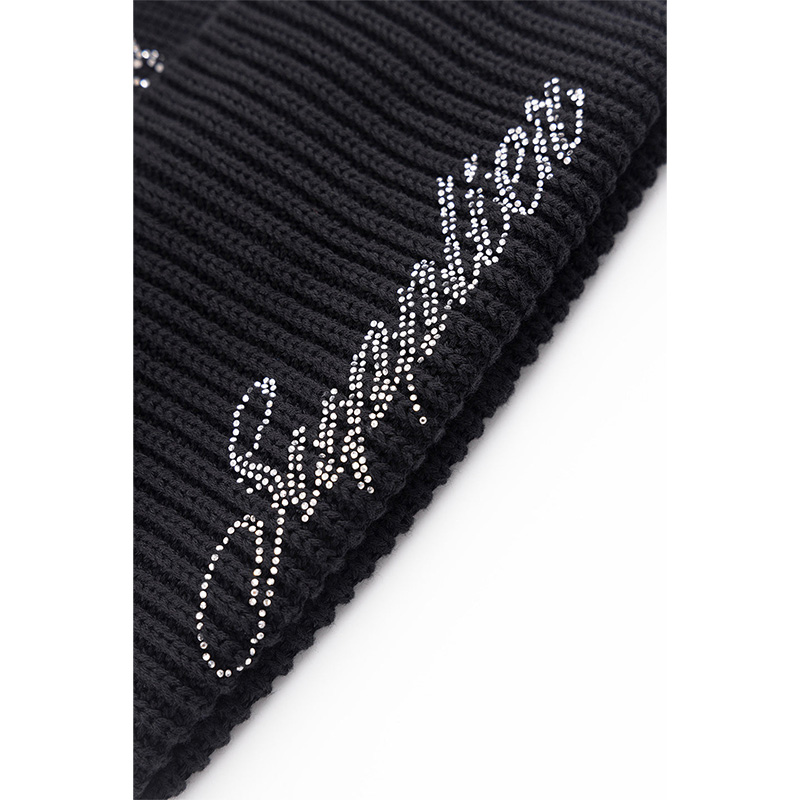 CROSS RHINESTONE BALACLAVA BEANIE -BLACK-
