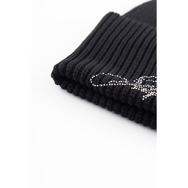 CROSS RHINESTONE BALACLAVA BEANIE -BLACK-