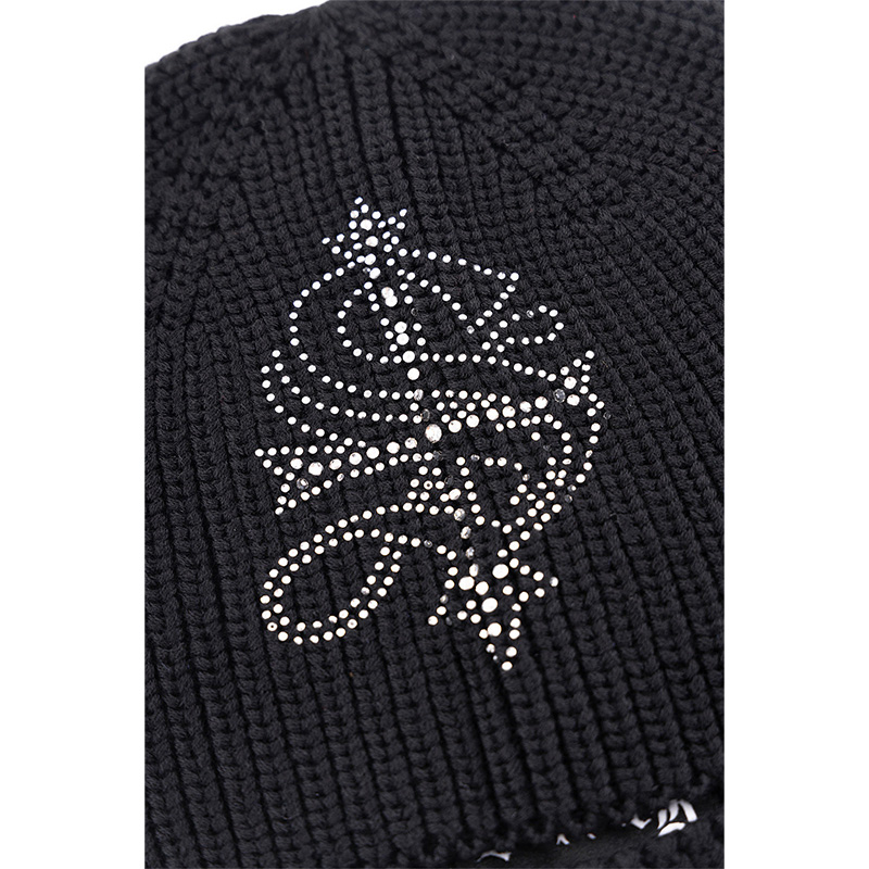 CROSS RHINESTONE BALACLAVA BEANIE -BLACK-