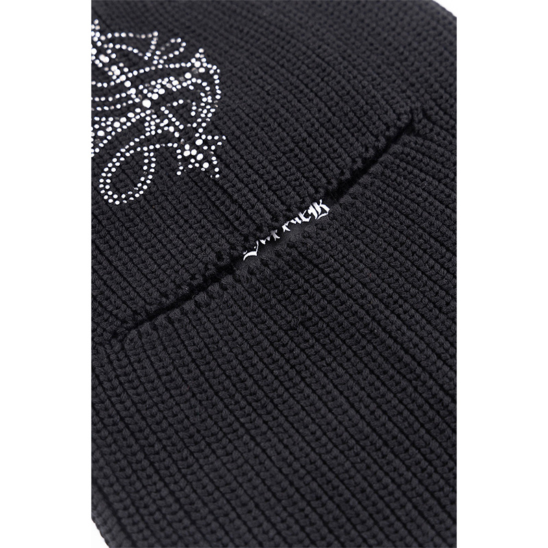 CROSS RHINESTONE BALACLAVA BEANIE -BLACK-